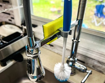 Sink brush holder with / without sponge holder for Moen faucets.