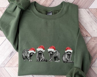 Racoon sweater, Christmas sweater, Christmas gift, Racoon lover shirt, weirdcore shirt, funny racoon shirt, Santa sweater