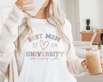 Personalized Mama Shirt with Kids Names, Christmas gift mom Custom Mom Tee, Custom name with Heart, New Mom Gift, Mothers Day, mama shirt