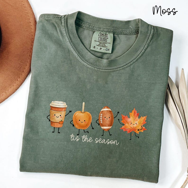 Comfort Colors Fall Shirt, Cozy Autumn Tee, Pumpkin Shirt, Coffee Lover Shirt, Coquette Fall Tee, Cozy Vibes Shirt, Fall Lover Gift Moss
