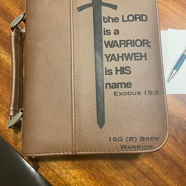 personalized faux leather Bible cover with custom engraving