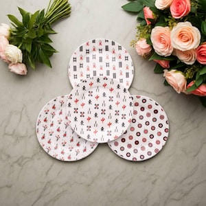 Ceramic Game Night Snacks, Mah Jongg Plate Set, Party Snack Plates, Hostess Gift Idea, Gaming Enthusiast Gift (4 Pieces)