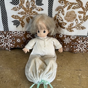 Baby Doll In Onesie Pajamas White Pjs Vintage Precious Moments Doll Collection 16&quot;