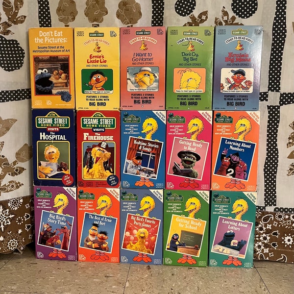 Vintage Sesame Street VHS Big Bird Kids Children’s Education Learning Videos Nostalgic Kid Shows Bert Ernie Oscar Grover Elmo Memorabilia