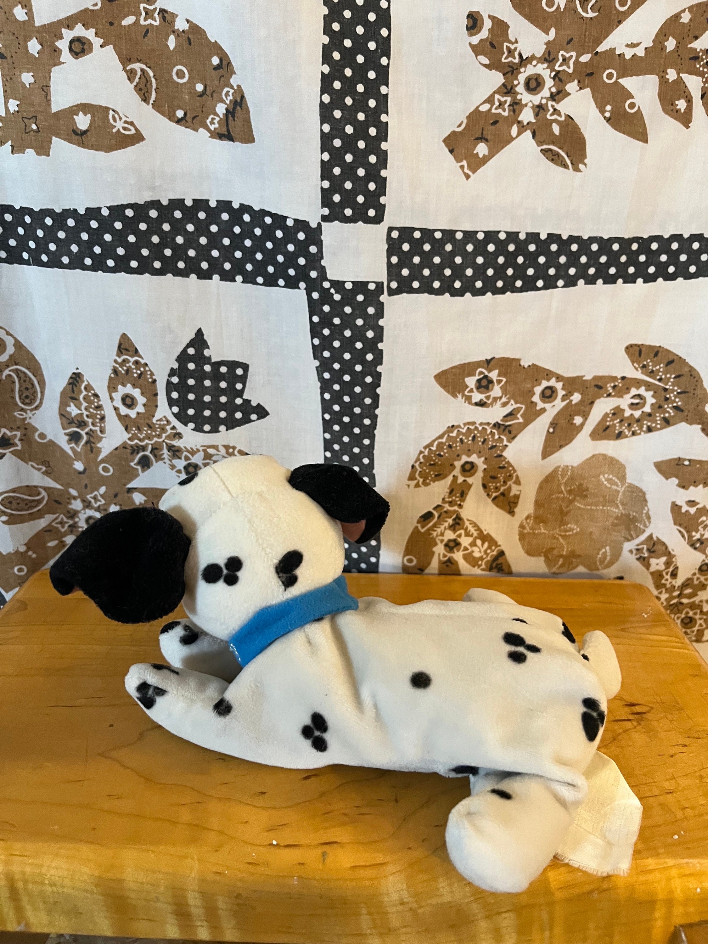 101 Dalmatians Lucky Plush Puppy Dog Doll Blue Collar Vintage