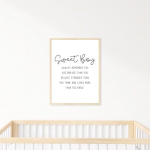 You are braver than you believe, stronger than you think, and more loved than you could ever imagine - Digital Nursery Decor Wall Print
