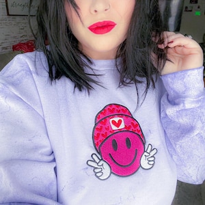 Comfort Colors Peace, Love and Smiles Embroidered Sweatshirt