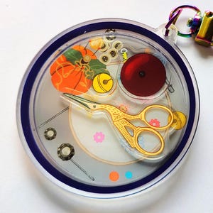 Grandmas Sewing Kit Shaker Keychain Charm