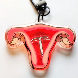 Uterus IUD Shaker Keychain Charm