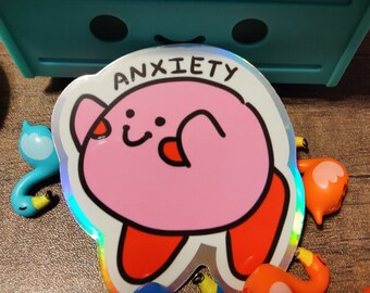Holo anxiété Kirby skrunkly sticker kawaii fan art non officiel
