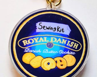 Butter Cookies Sewing Kit Shaker Keychain Charm