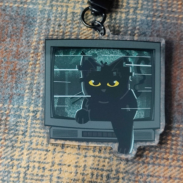 the ring glitchy cat acrylic charm