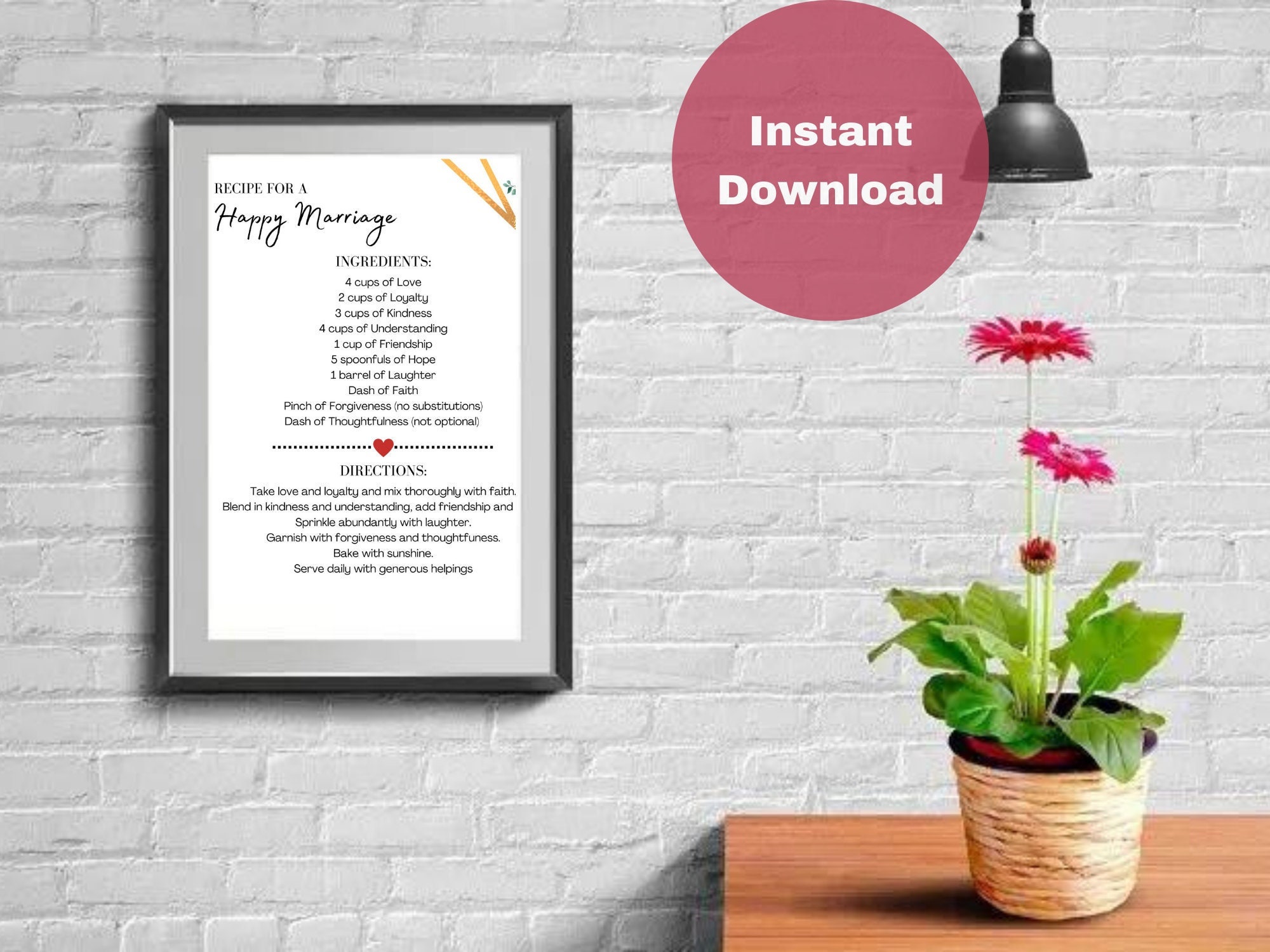 Recipe for a Happy Marriage Poster - Etsy