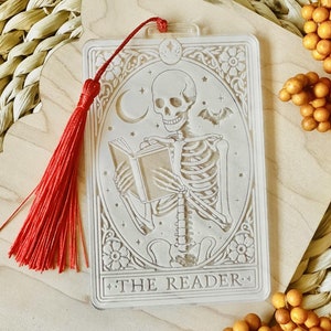 Skeleton Tarot Card Bookmark: Gothic Book Lover Gift