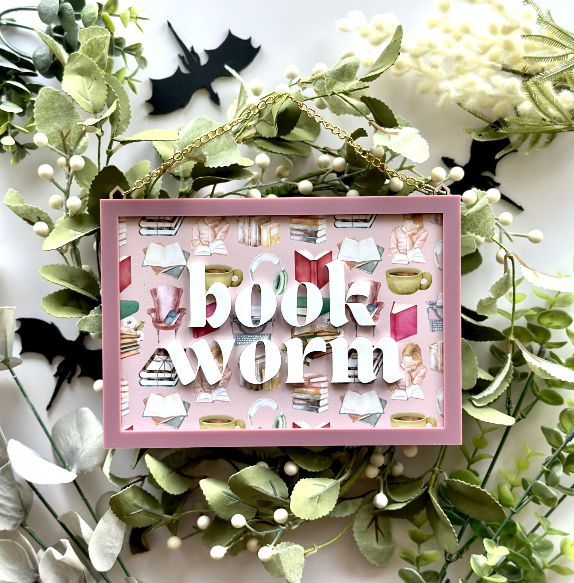 Bookworm Frame Cozy Bookworm Sign: Pink Frame Library Decor - Etsy