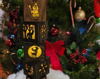 Tea Light Box Ornament with Flickering LED Candle