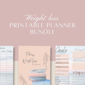Pink Digital Fitness, Weight Loss Journal, Printable Wellness Planner