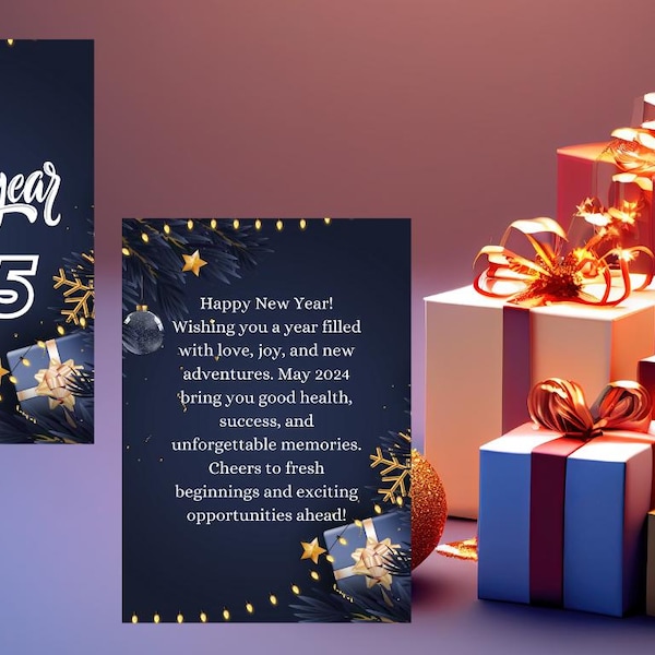 Happy New Year 2025 Cards Etsy