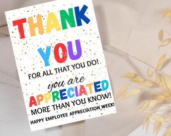 Employee Appreciation Thank You Card: Corporate Recognition (Digital Download)