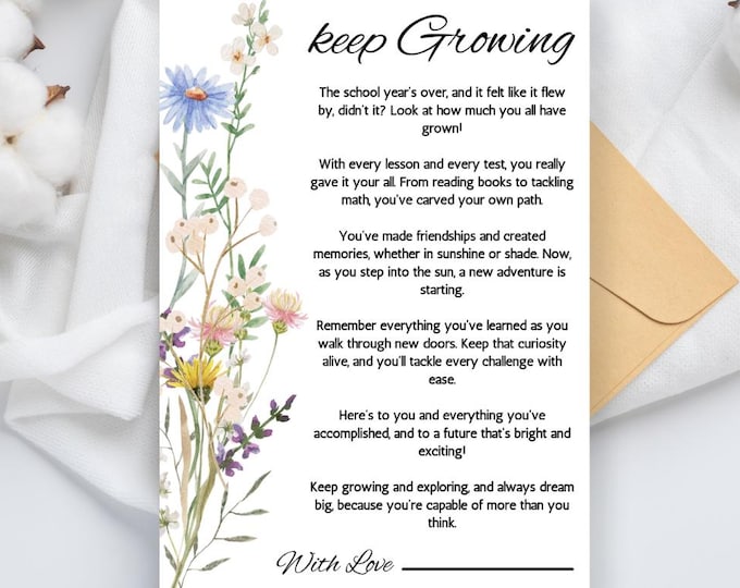 Printable End of School Year Letter for Students, Poem Gift From ...
