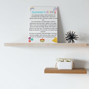 Poema de llamada de verano, Regalo de clase de escuela primaria de maestro a tarjeta de estudiante, Carta de fin de año escolar imprimible, Regalo de clase de primaria