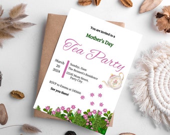Floral Mother's Day Tea Party Invitation (Editable)