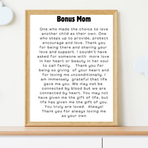 Step Mom Gift, Bonus Mom Gift, Gifts for Bonus Mom, Gift For Second Mom, Step Mother Gift, Stepmom Present, Bonus Mum Print Digital Download