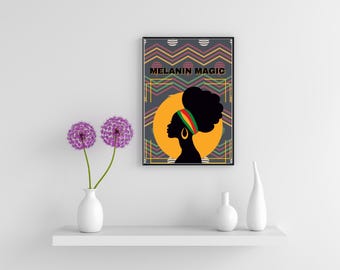 Melanin Magic Wall Art: Afrocentric Black Woman Poster (Digital Download