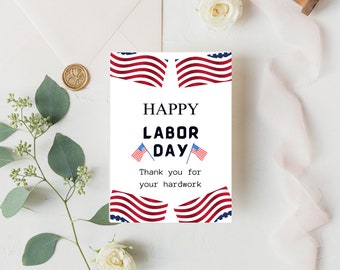 Labor Day Card, Happy Labor Day Card, Labor Day Gift , American flag Topper For Labor Day, Printable Labor Day Card, Happy Labor Day Card