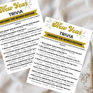 New Years Trivia Game, New Years Eve Trivia Game 2025, Printable New Years Day Game 2025,Fun Family Game for New Years,Kids Adult Party Game