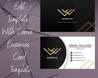 Editable Business Card Template: Add Logo & Photo, Canva Design (Digital Download)