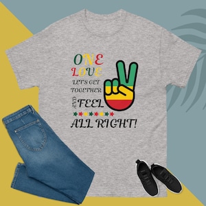 One Love Unisex classic tee,Peace Love T-shirt,One Love TShirt Gift for Her/ Him,One Love T-shirts, One Love Jamaica,African Jamaican Tshirt