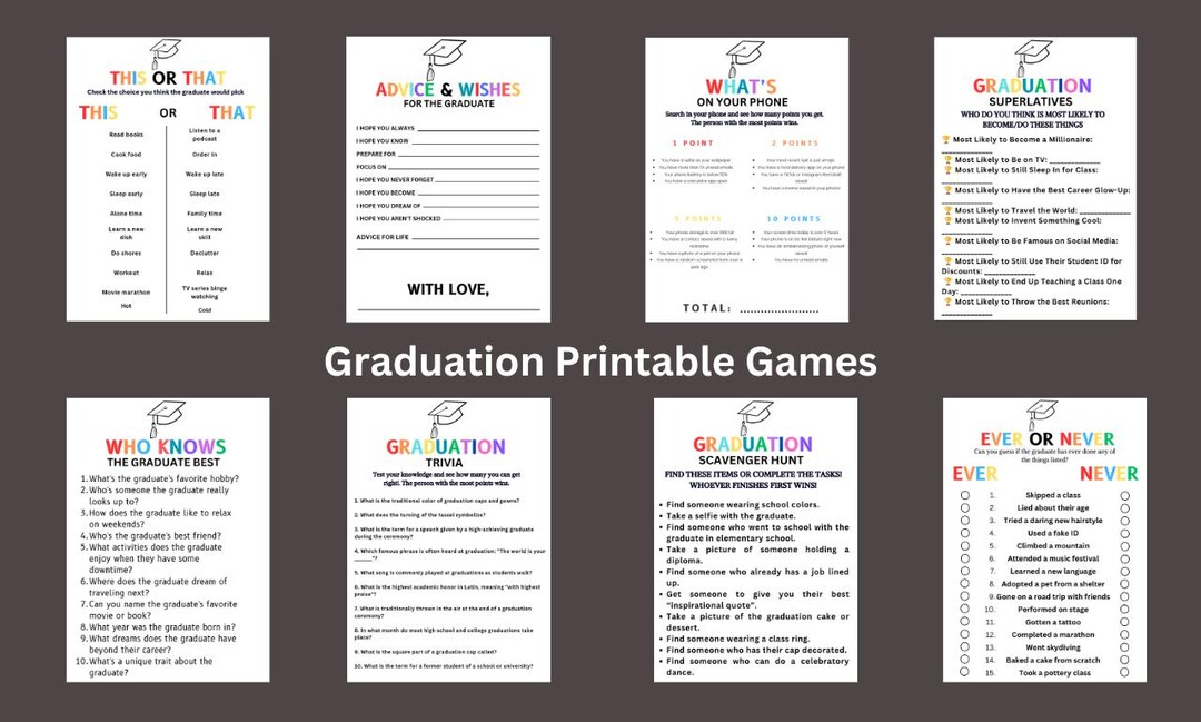 2025 Graduation Printable Game Bundle, Graduation Games, Graduation ...