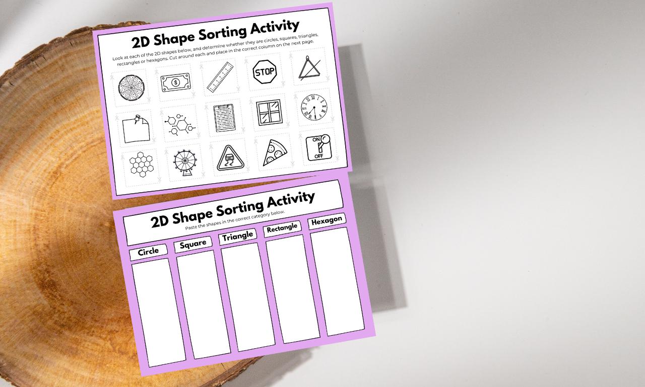 2D Shapes Sorting Worksheet, Shape Recognition Activity, Kindergarten ...
