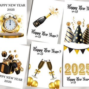 10er Set Frohes Neues Jahr Karten, Neujahrskarte, Frohes Neues Jahr 2025 Karte, Neujahrskarte 2025, Neujahrskartenpaket, Neujahrswünsche
