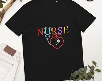 Camiseta de enfermera, camiseta unisex de algodón orgánico, regalo para enfermera