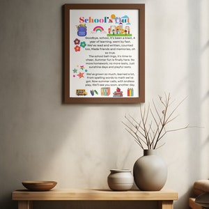 Fin de clases, Regalo de clase de escuela primaria de maestro a tarjeta de estudiante, Carta de fin de año escolar imprimible, Regalo de clase de escuela primaria