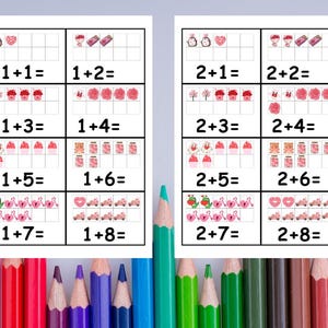 Fiche d&#39;exercices de mathématiques pour la Saint-Valentin pour enfants, activité de maths pour la Saint-Valentin, fiches d&#39;exercices à imprimer pour la Saint-Valentin, maths pour la maternelle