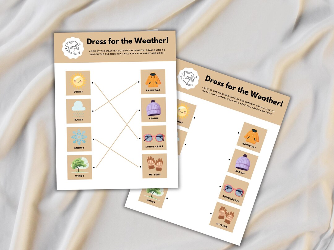Temperature Matching Activity Preschool Weather Matching Activity, Seasons Clothes Sorting Printable ...