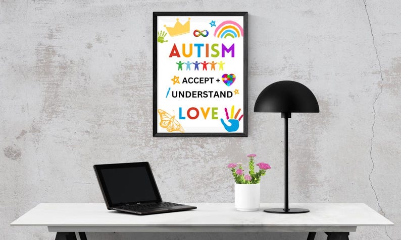 Autism Awareness Poster: Accept Understand Love, Neurodiversity Decor ...