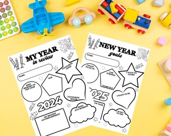 Kids New Year Activity: Goals & Year in Review Printable (PDF)