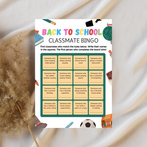 Back to School Classmate Bingo Game, First Day of School Activity, Back to School Bingo, Classmate Bingo School Icebreaker, Back to School