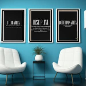 Dedication, Discipline, Determination Quote wall wall art