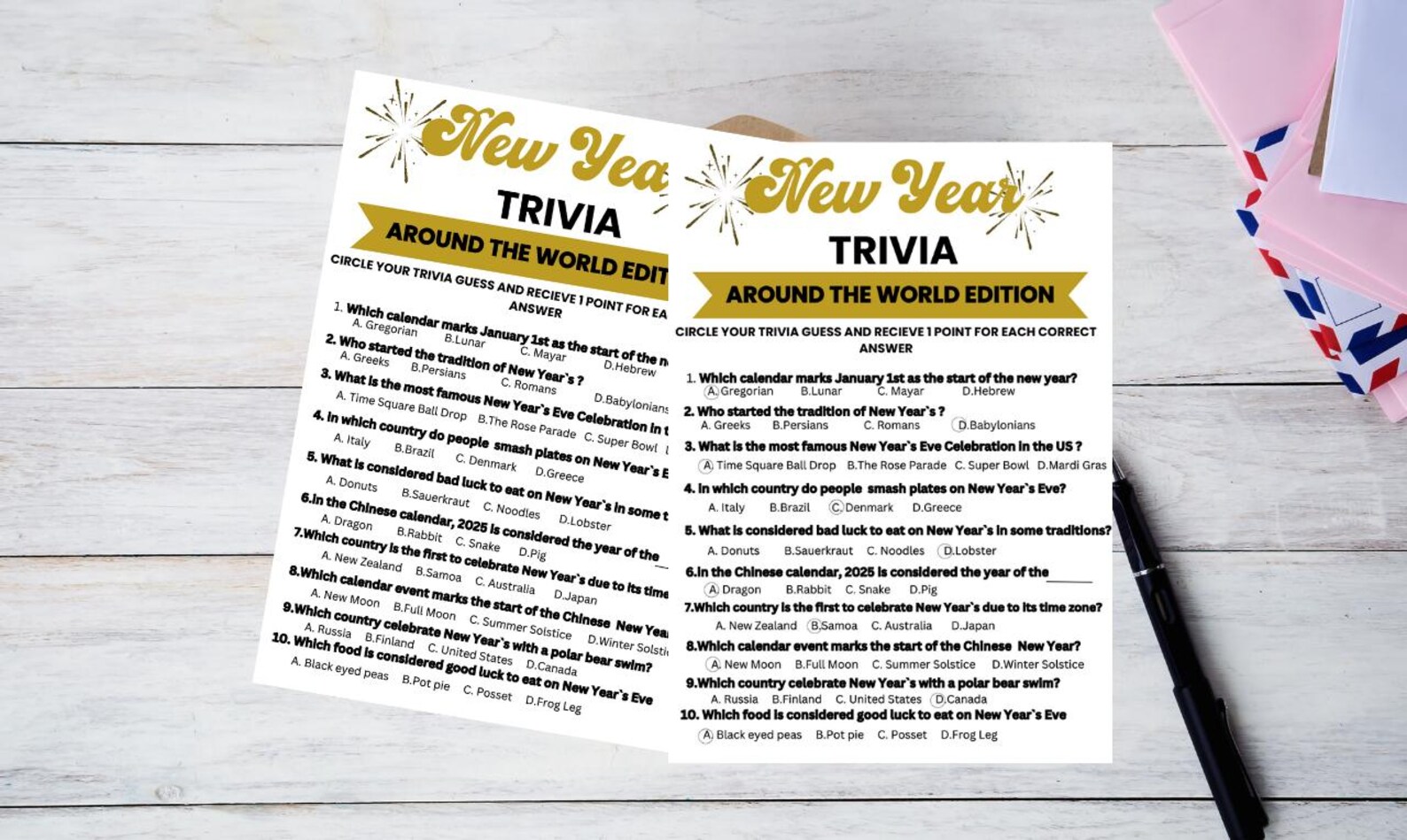 Le Trivia New Year's Eve Trivia Game: Fun Printable Party (PDF) - Etsy
