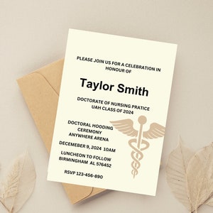 Editable Nursing Graduation Invitation, Registered Nurse Invite, RN Invite, Licensed Vocational Nurse, Graduation Party Invitation