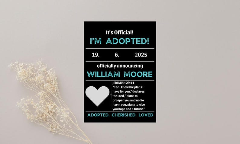 Editable Adoption Announcement Sign: Customizable Template (digital ...