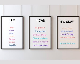 Positive Affirmations Printable Poster: Motivational Wall Art (Digital Download)