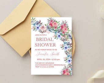 Invitación floral para despedida de soltera: diseño de flores silvestres de primavera