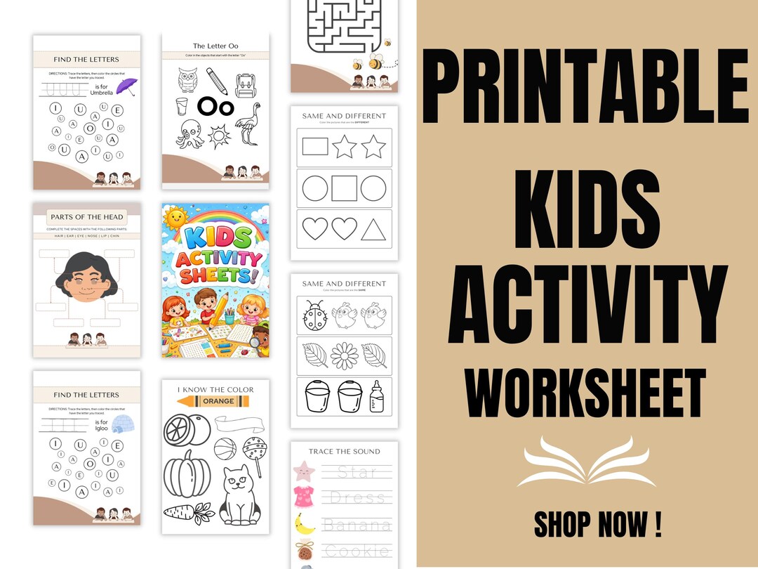 Pre-k Kindergarten Learning Bundle, Printable Activity Sheets ...