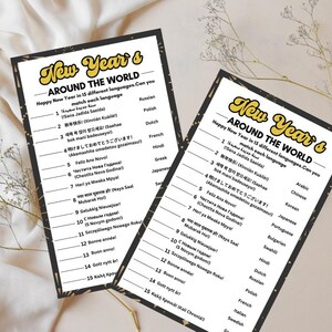 New Year’s Trivia Happy New Year in 15 Languages, New Year&#39;s Trivia Game, New Years Eve Trivia Game 2025,  Printable New Years Day Game 2025